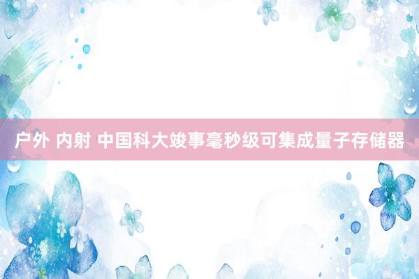 户外 内射 中国科大竣事毫秒级可集成量子存储器