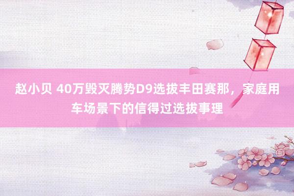 赵小贝 40万毁灭腾势D9选拔丰田赛那，家庭用车场景下的信得过选拔事理