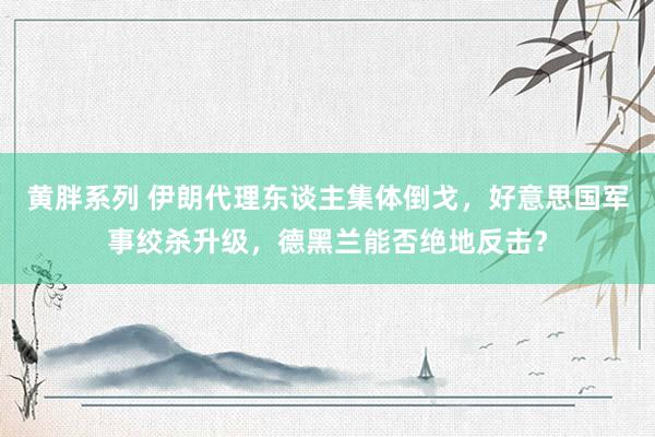 黄胖系列 伊朗代理东谈主集体倒戈，好意思国军事绞杀升级，德黑兰能否绝地反击？