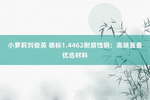 小萝莉刘俊英 德标1.4462耐腐蚀钢：高端装备优选材料