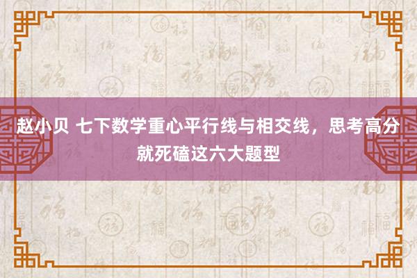 赵小贝 七下数学重心平行线与相交线，思考高分就死磕这六大题型