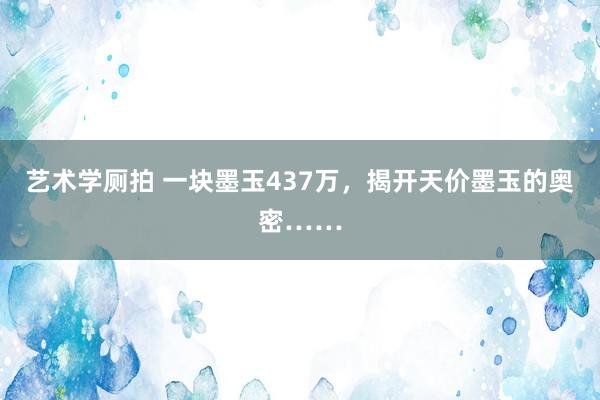 艺术学厕拍 一块墨玉437万，揭开天价墨玉的奥密……