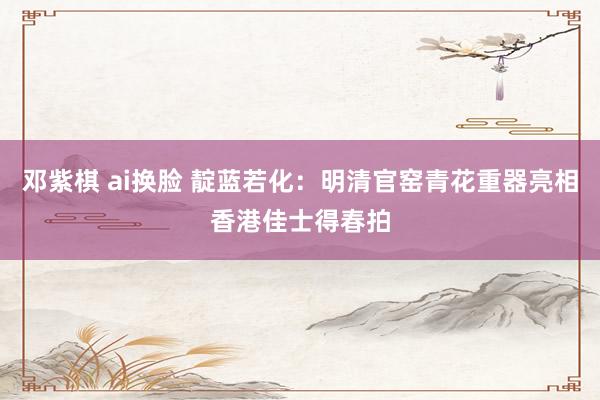 邓紫棋 ai换脸 靛蓝若化：明清官窑青花重器亮相香港佳士得春拍